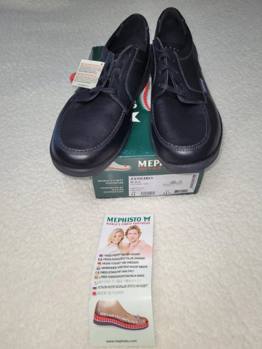 Mephisto men's Janeiro black size EU 11/US 11.5 NIB Made in France